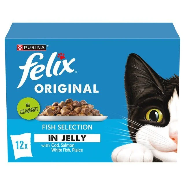    - Hairball control cat food  Felix Original Fish Selection in Jelly Wet Cat Food     12 x 85g