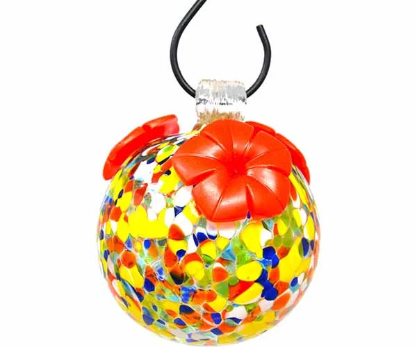 ---Multicolored Glass Hummingbird Feeder