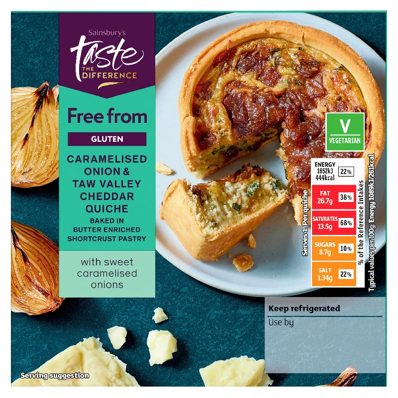 - Summer pet ice matSainsbury's Free From Caramelised Onion & Taw Valley Cheddar Quiche, Taste the Difference 170g