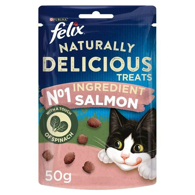    - Cat food for digestive health  Felix Naturally Delicious Salmon Cat Treats    50g