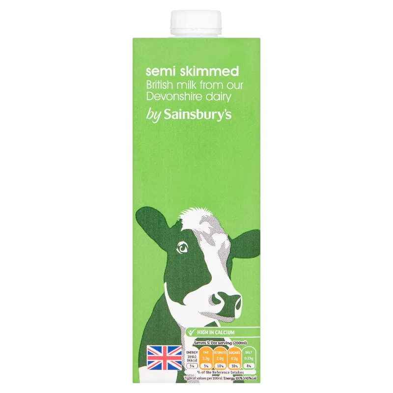 - Degradable pet feces bagSainsbury's Semi Skimmed British Milk 1L