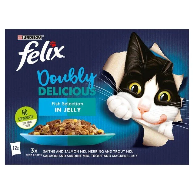    - Outdoor cat food  Felix Doubly Delicious Fish Selection in Jelly Wet Cat Food   12 x 100g