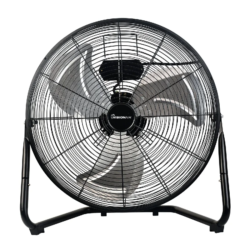 ---20-inch High Velocity Floor Fan with Aluminum Oil Bearing Motor - Black